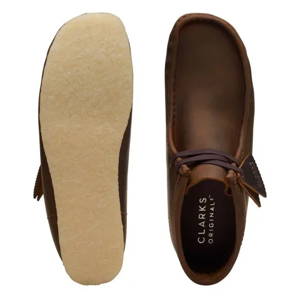 Clarks Boys Wallabeebtfstb Clarks Kids Wallabee Boots in Beige (Wide Fit) | Childsplay  main image 4